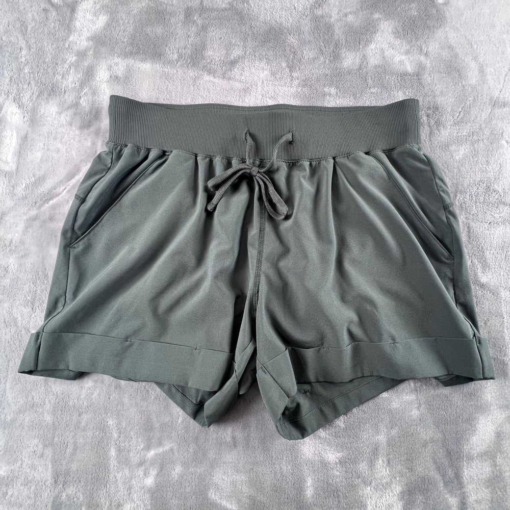 Z by Zella Shorts Women S Green Cuffed Drawstring Athletic Activewear Pocketed - Picture 2 of 7